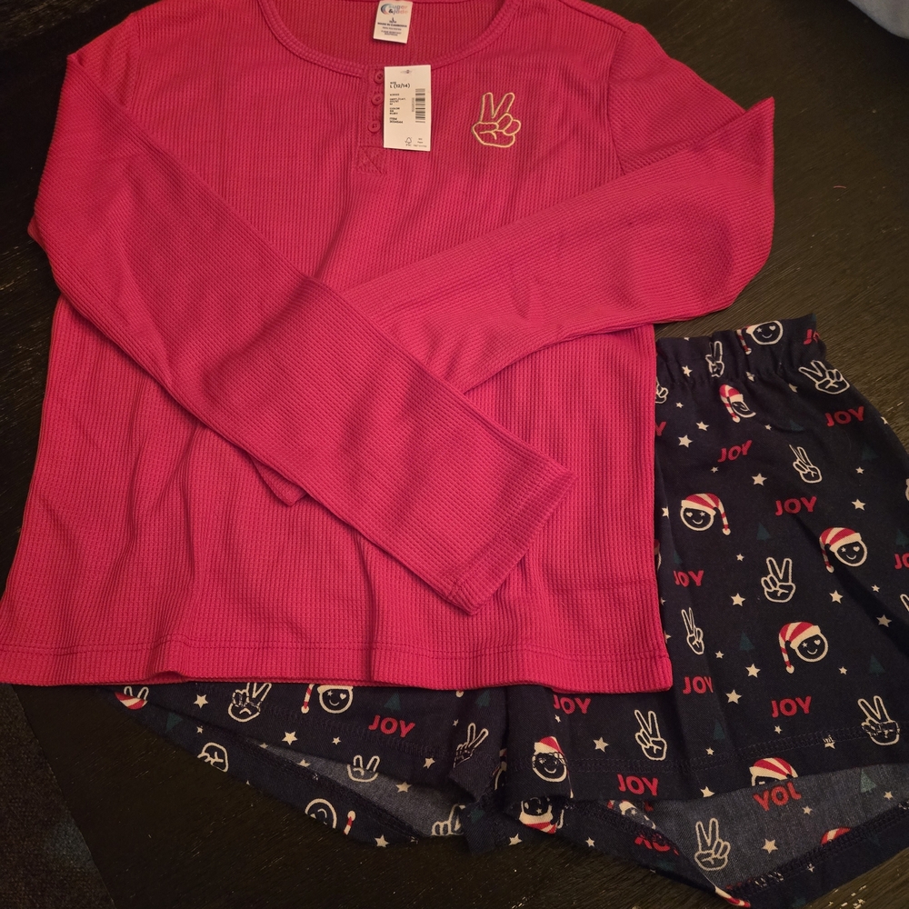 Girls Christmas Pajamas Red And Navy
